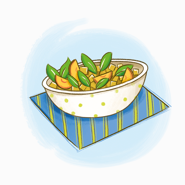 Insalata di Pollo al Curry e Pesche