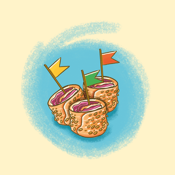 Involtini con Salmone, Radicchio e Semi di Sesamo