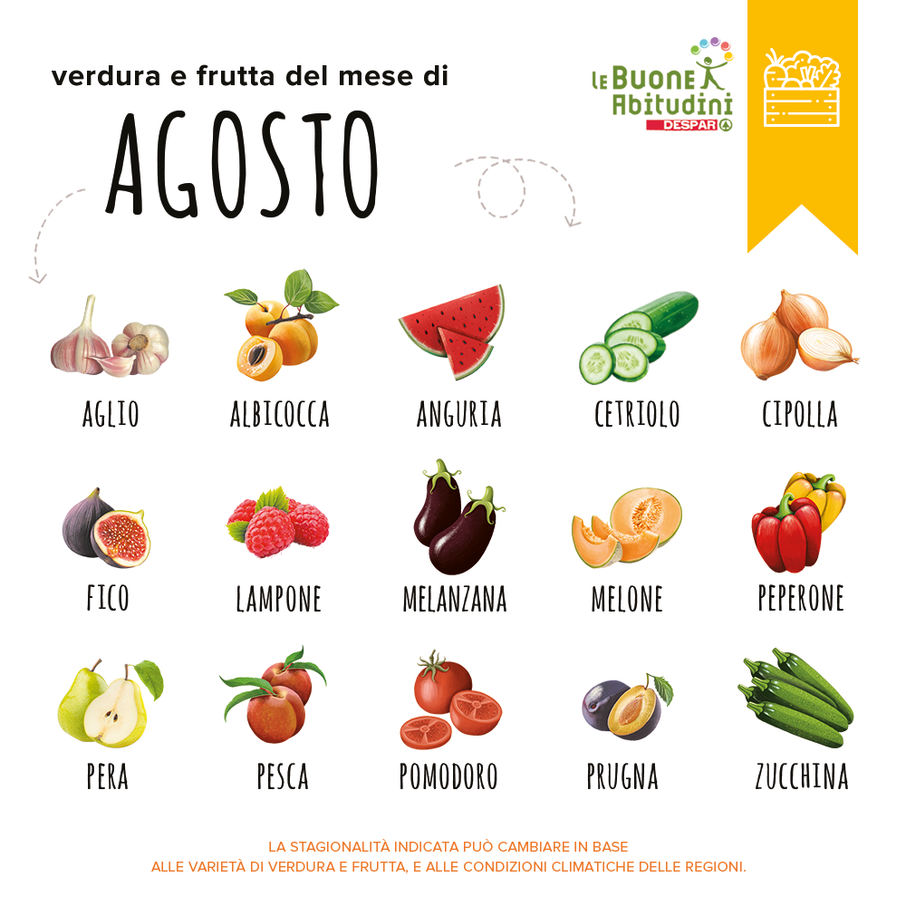 Il carrello di stagione: verdura e frutta del mese di agosto